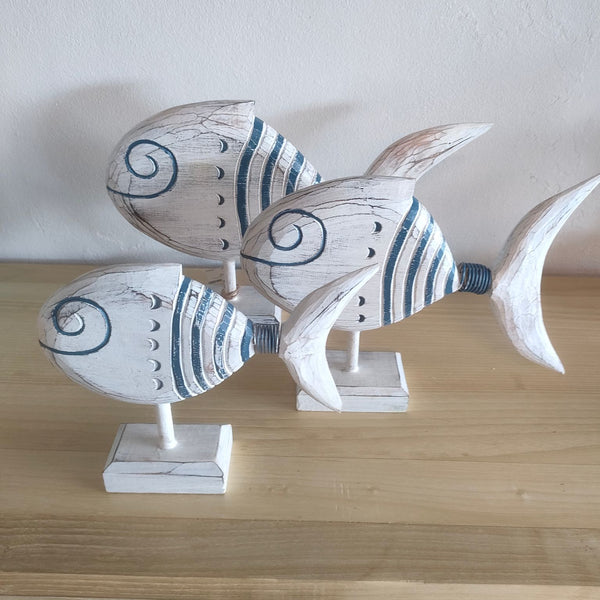 Wooden Angle Fish Decoration- Set 3pcs.