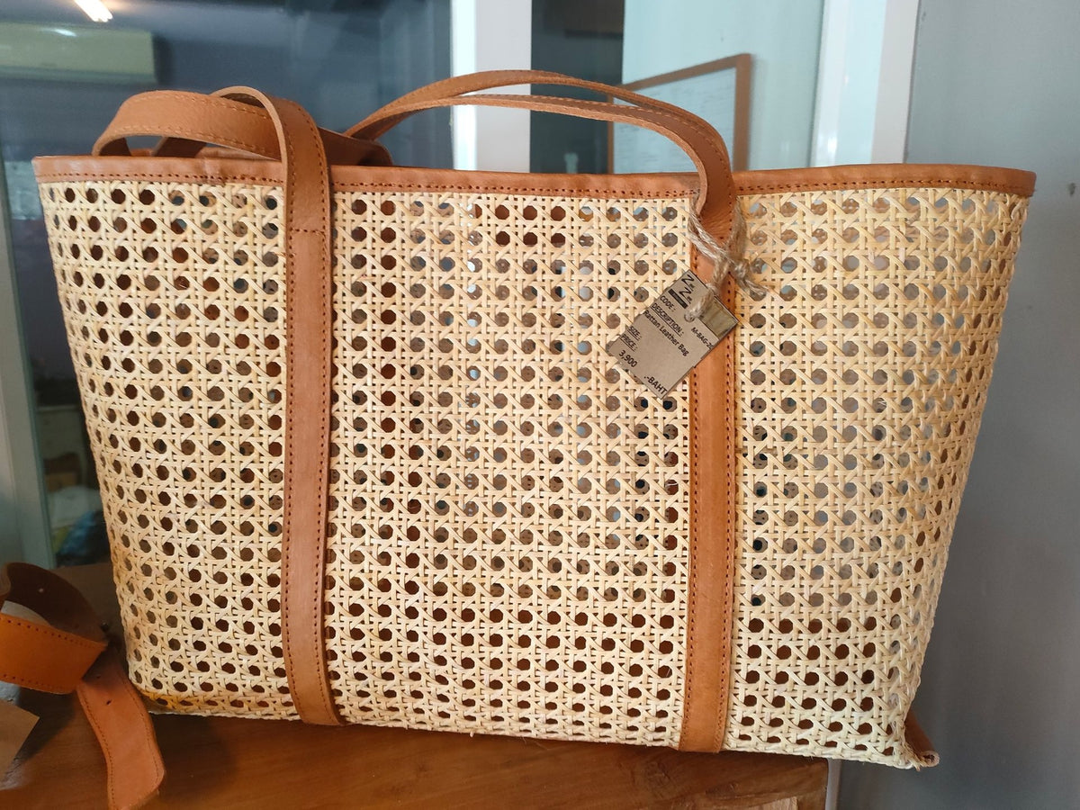 Rattan and leather discount bag