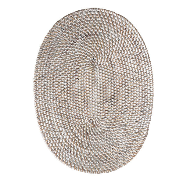 Placemat Oval / Rattan - Whitewash