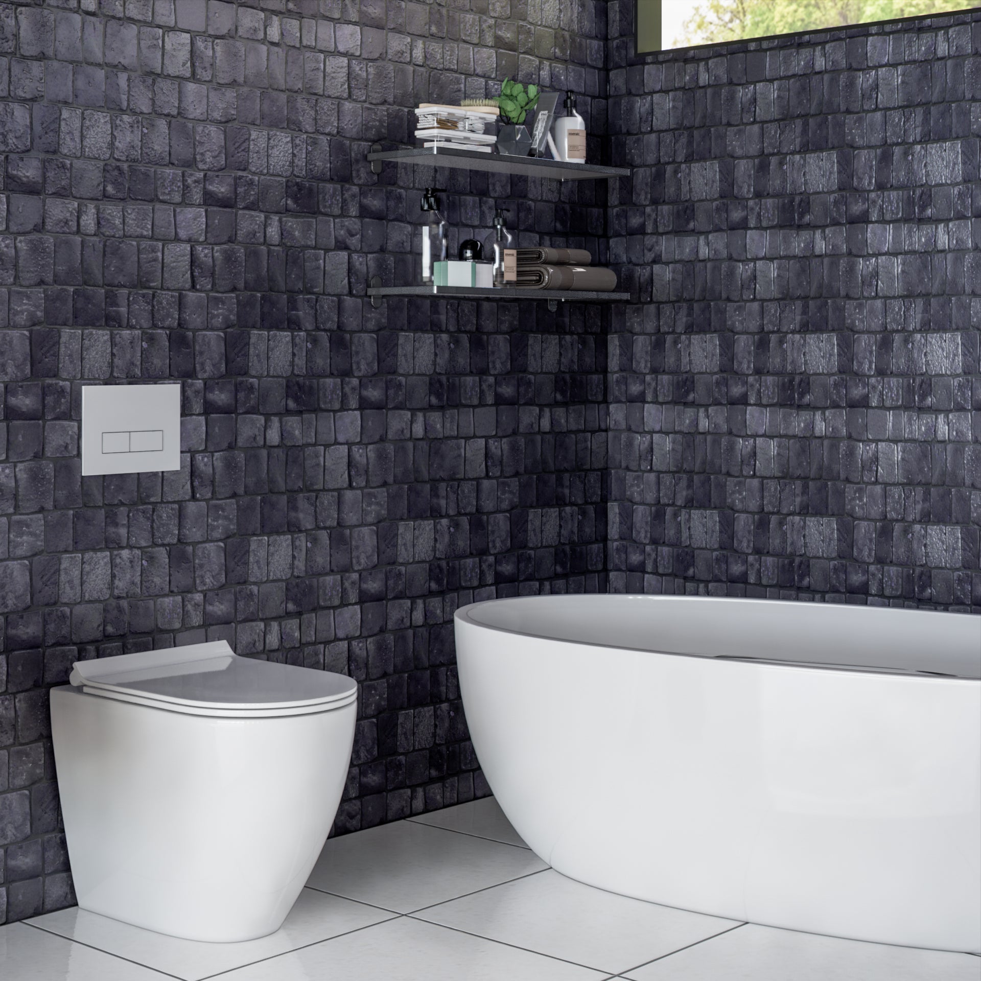 Natural pebble mosaic tiles for tropical bathroom and outdoor spaces — Zee Zee Interior Phuket
