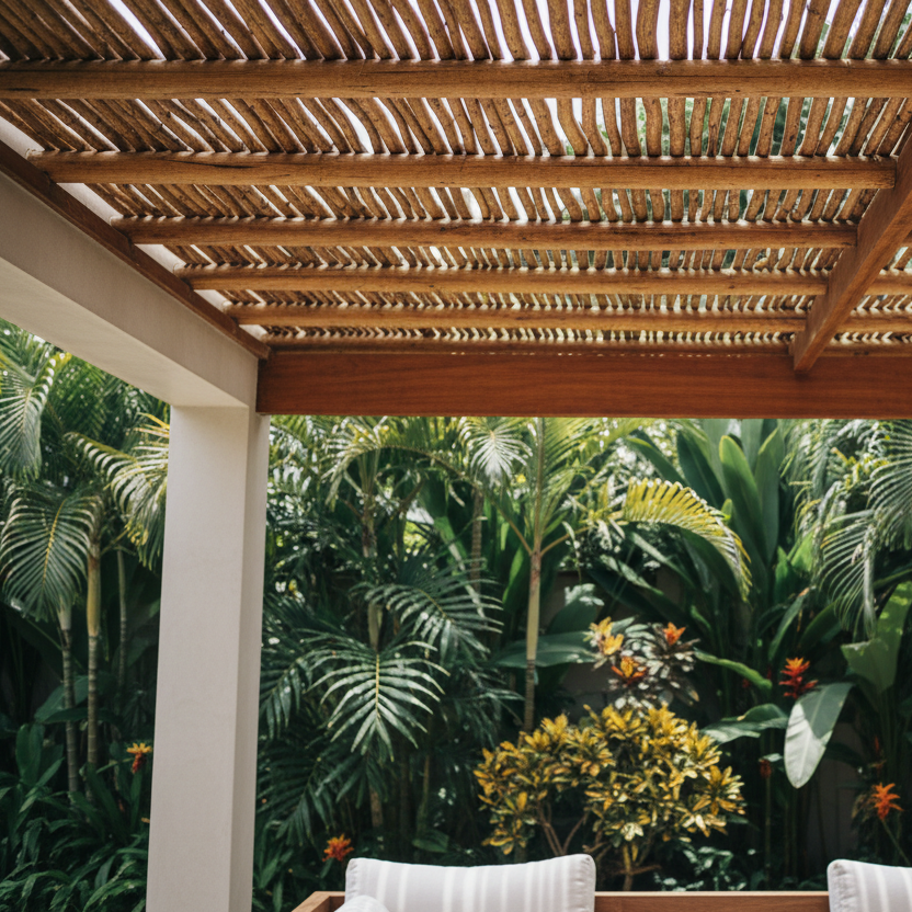 Gamlang natural wood roofing sticks for tropical villa ceiling or pergola, Phuket