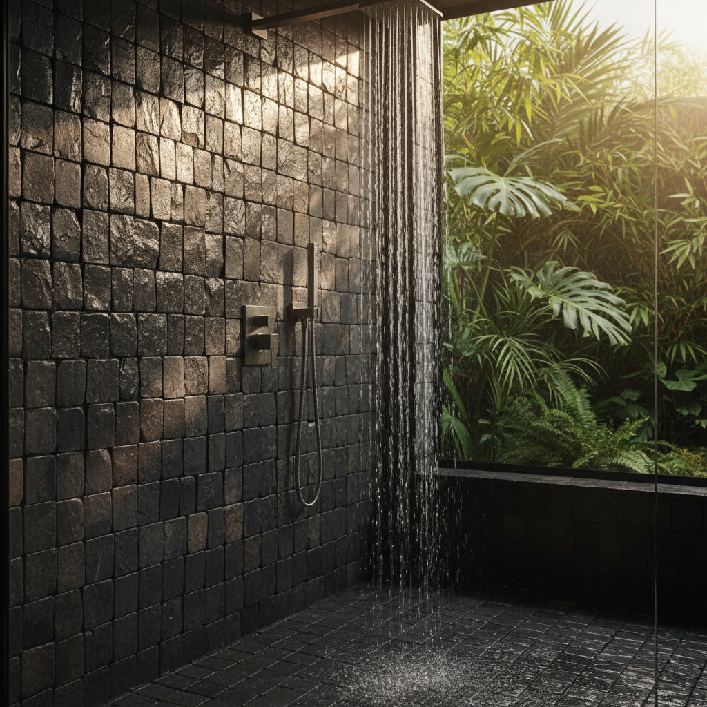 Canine Black Alor Interlocking Pebble Mosaic Tiles