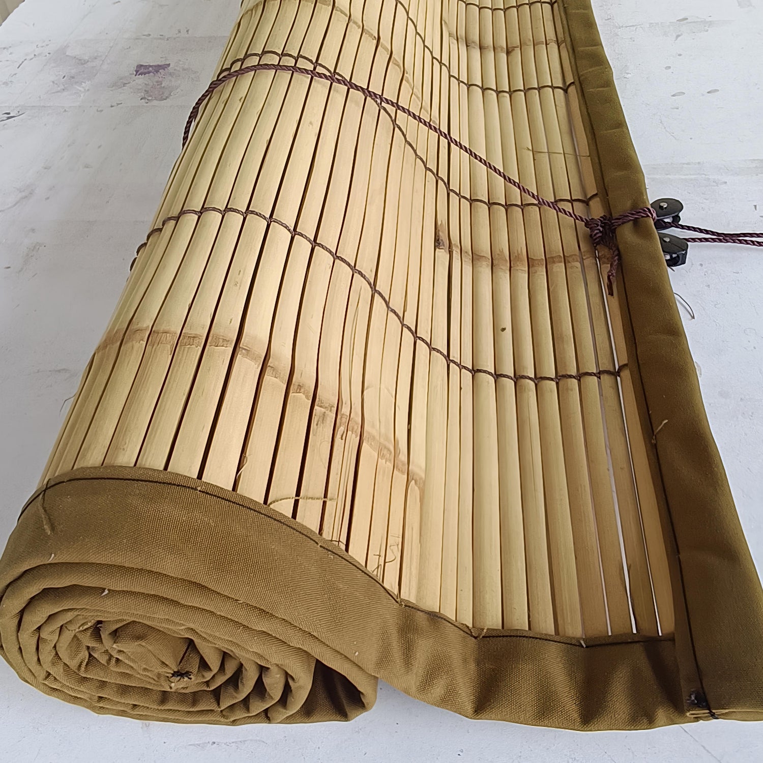 Bamboo Blind Natural with Beige Border