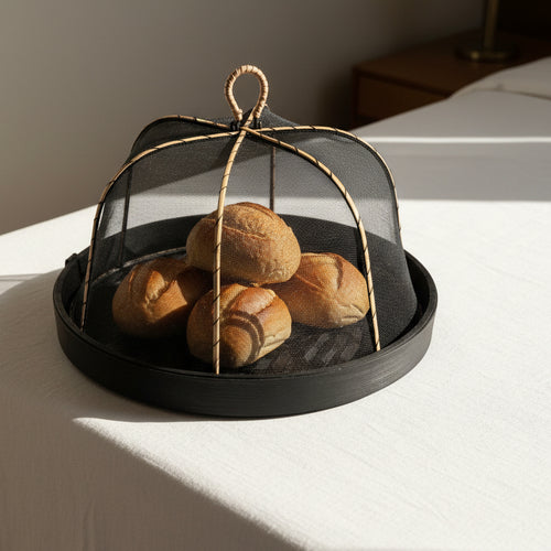 Bamboo Food Cover on hotel dining table