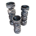 Handcrafted Wooden Candle Holder Set — 3 Pieces