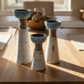 Handcrafted Wooden Candle Holder Set — 3 Pieces