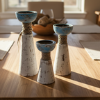 Handcrafted Wooden Candle Holder Set — 3 Pieces