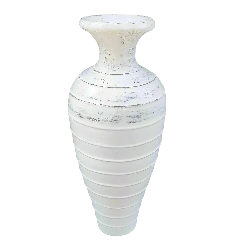 White textured terracotta vase.