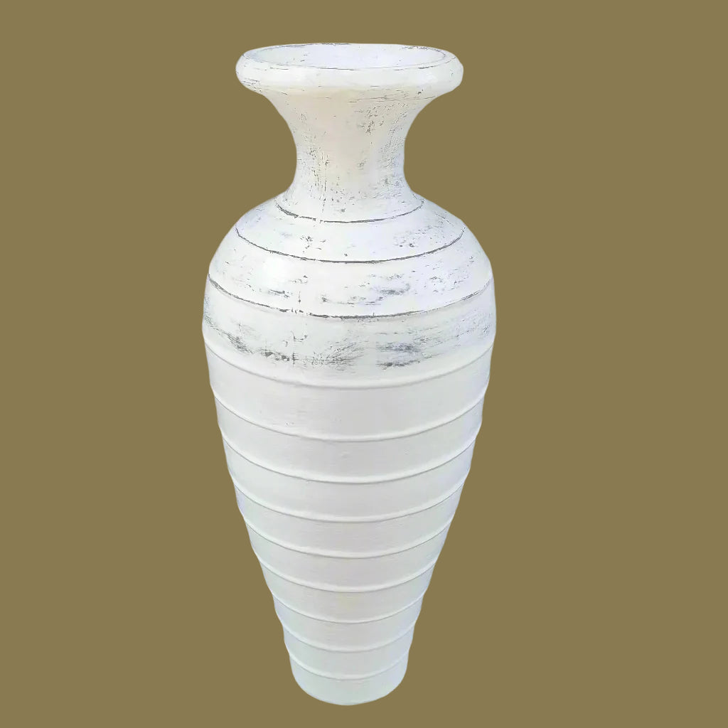 White textured terracotta vase.