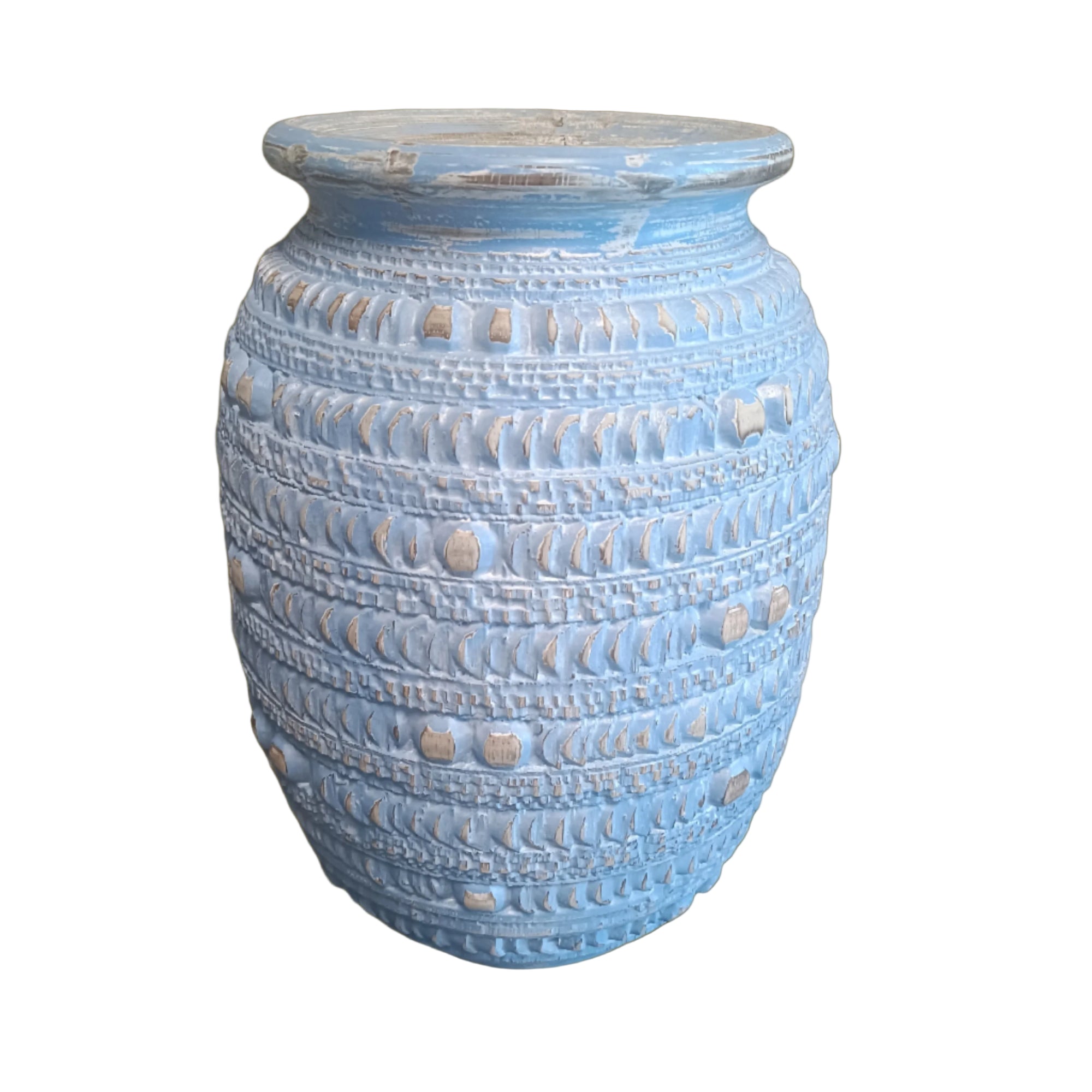 Koh Wood Vase in Blue. Hand Made.