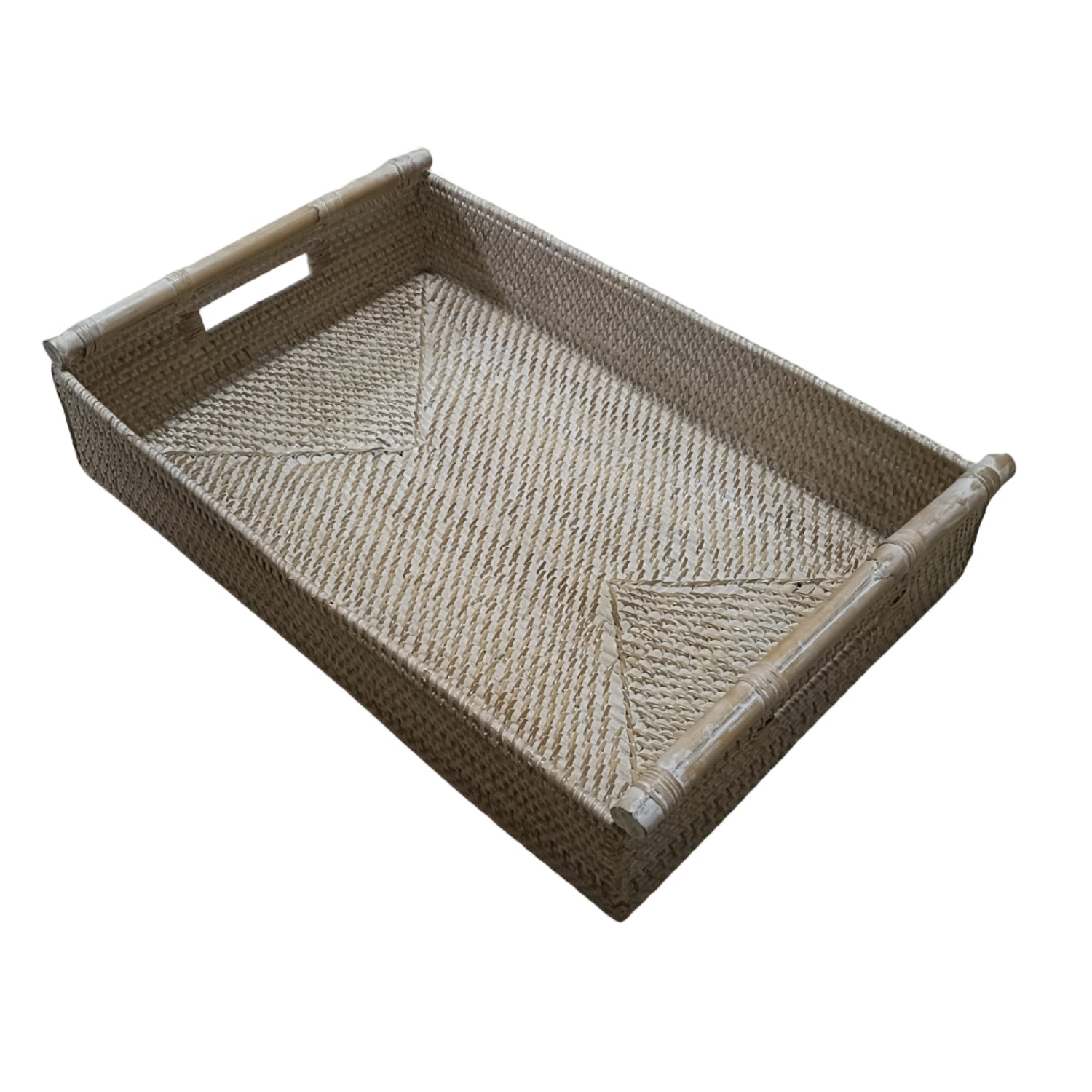Rattan Serving Tray Bamboo Handle