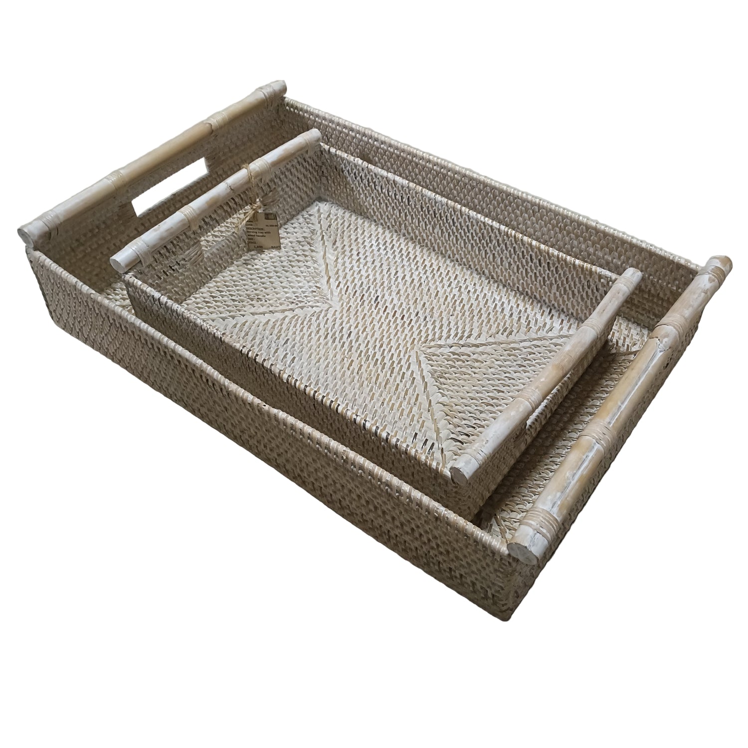 Rattan Serving Tray Bamboo Handle