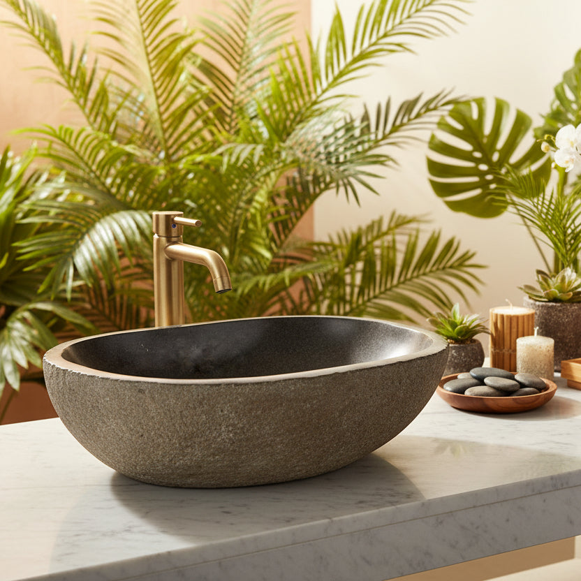 Natural Stone Vessel Sinks — Marble, Petrified Wood & River Rock