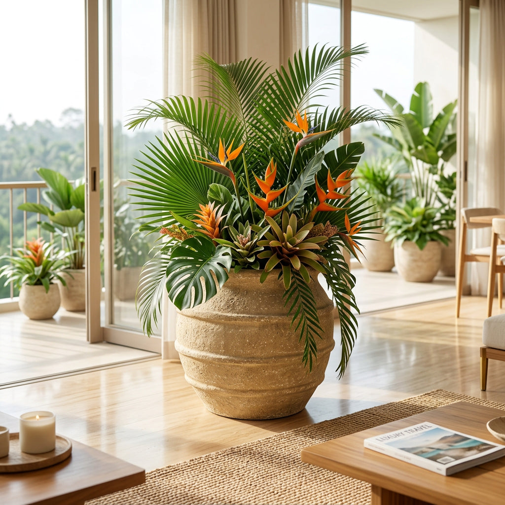 Rustic brown color pottery in Phuket Villa
