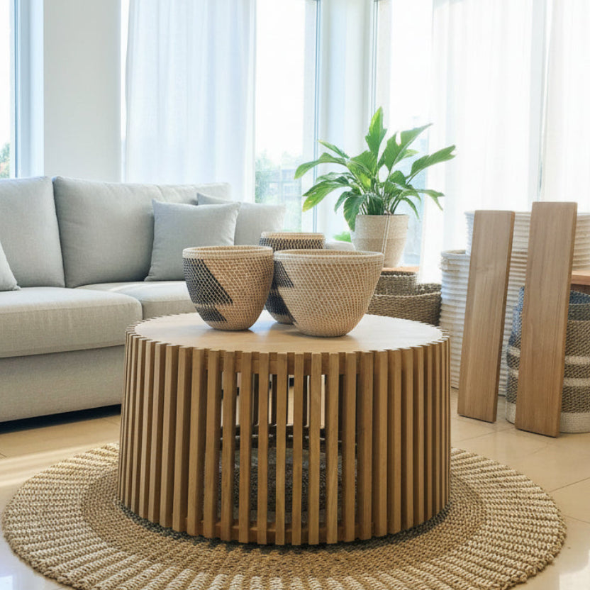 Teak Coffee Table 1m - Slatted