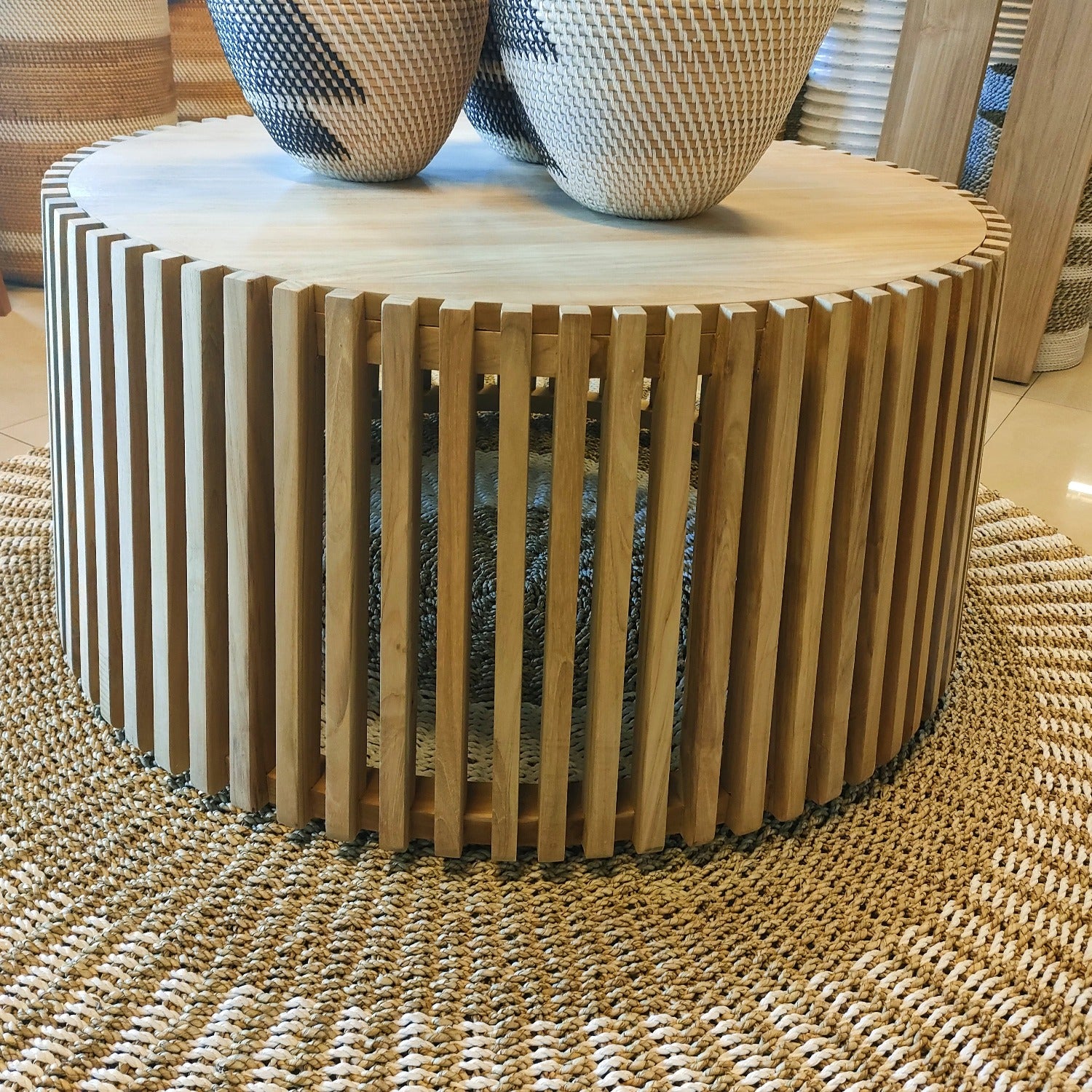Teak Coffee Table 1m - Slatted