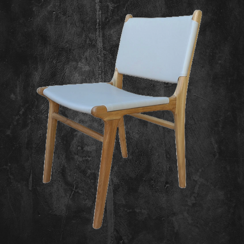 Обеденный стул из тикового дерева и кожи