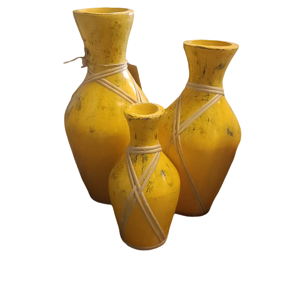 Set of 3 Vases in Yellow