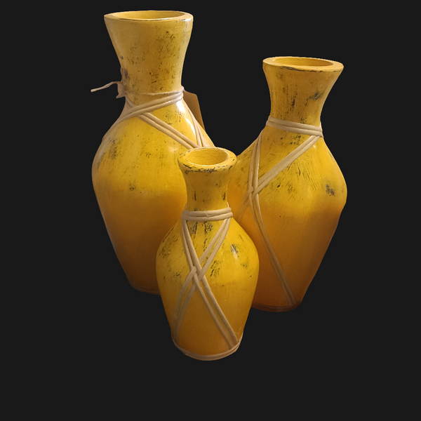 Set of 3 Vases in Yellow
