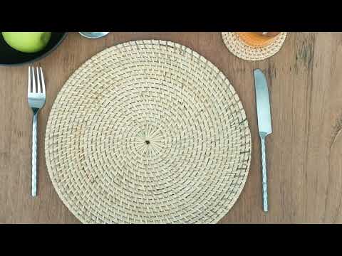 Zee Zee Interiors' rattan placemats offer an inspirational home decor option crafted from natural rattan material. The placemats are easy to use, clean, and dry quickly in the sun or wind. These popular homewares come in natural rattan, black/brown, blue wash, or whitewash color, and are in high demand among hotels and private villas.  