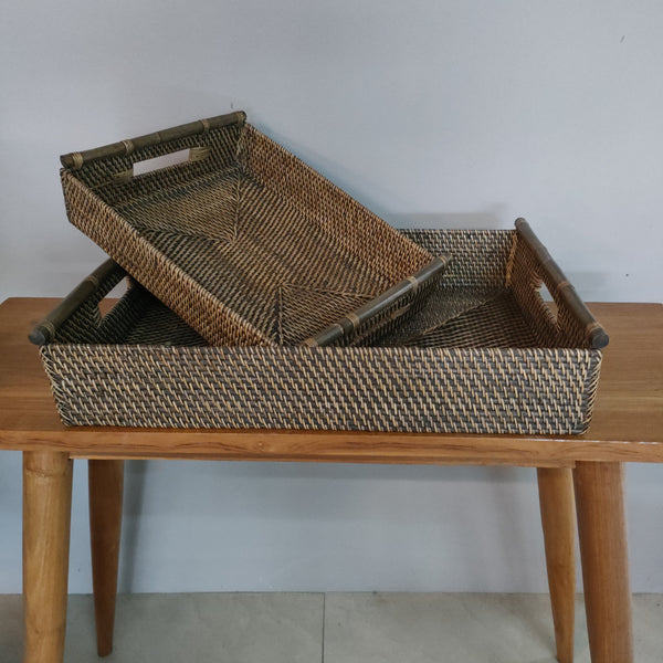 Serving Tray with Handles/Rattan.