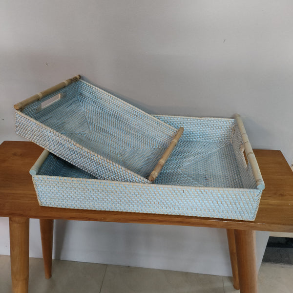 Serving Tray with Handles/Rattan.