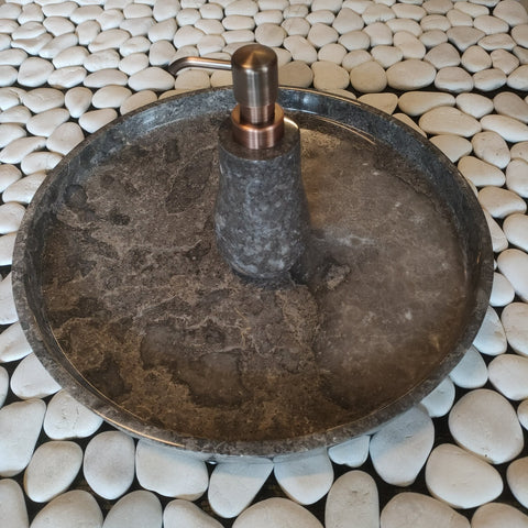 Round Amenities Tray - Grey Marble