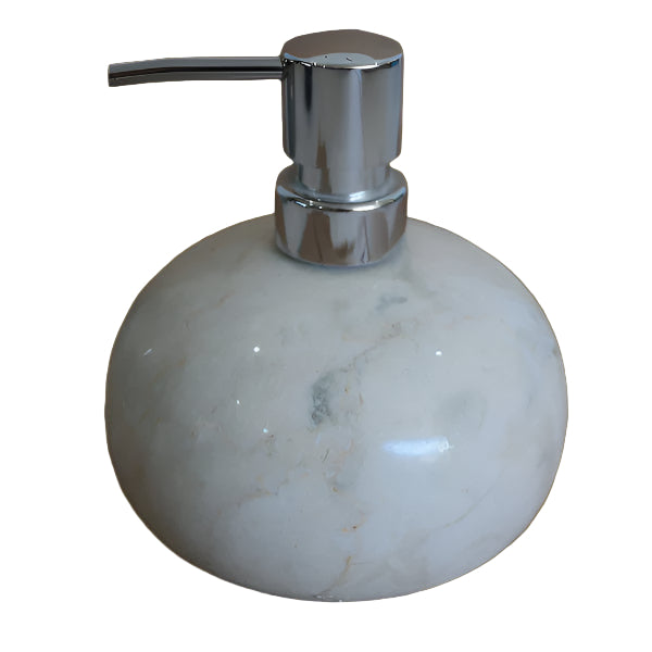 Marble-textured soap dispenser with chrome pump,