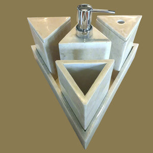Bathroom Amenities Set- Triangle Collection - Cream Marble