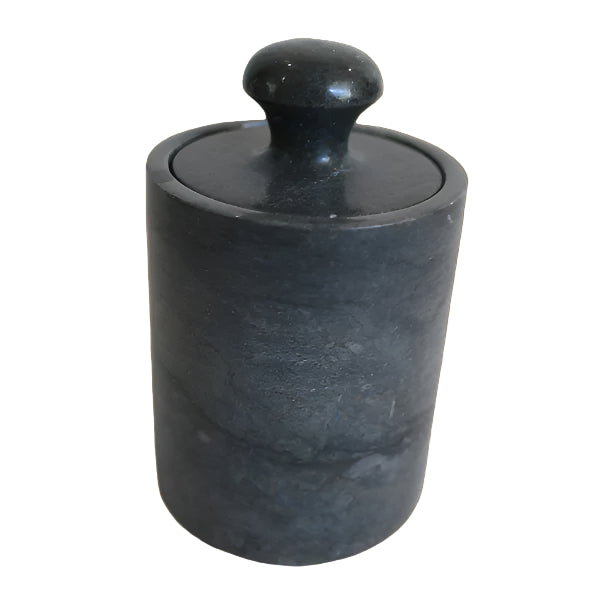 Black marble jar with a lid for cotton buds. Hospitality Supply