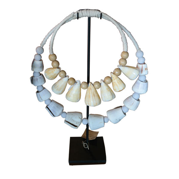 Decorative Tribal Shell Necklace on Stand.