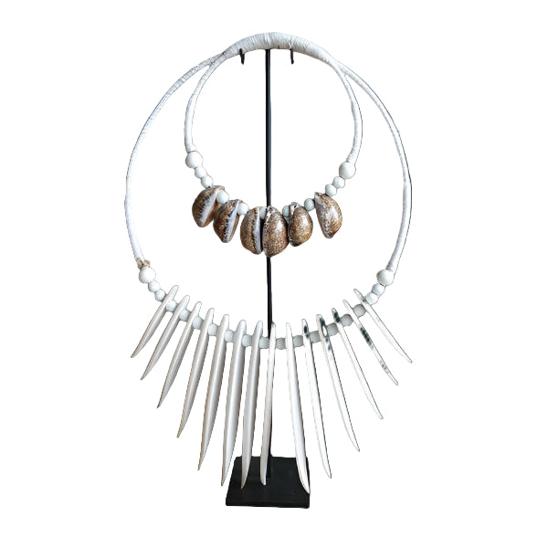 Decorative Shell Tribal Necklace on Display Stands