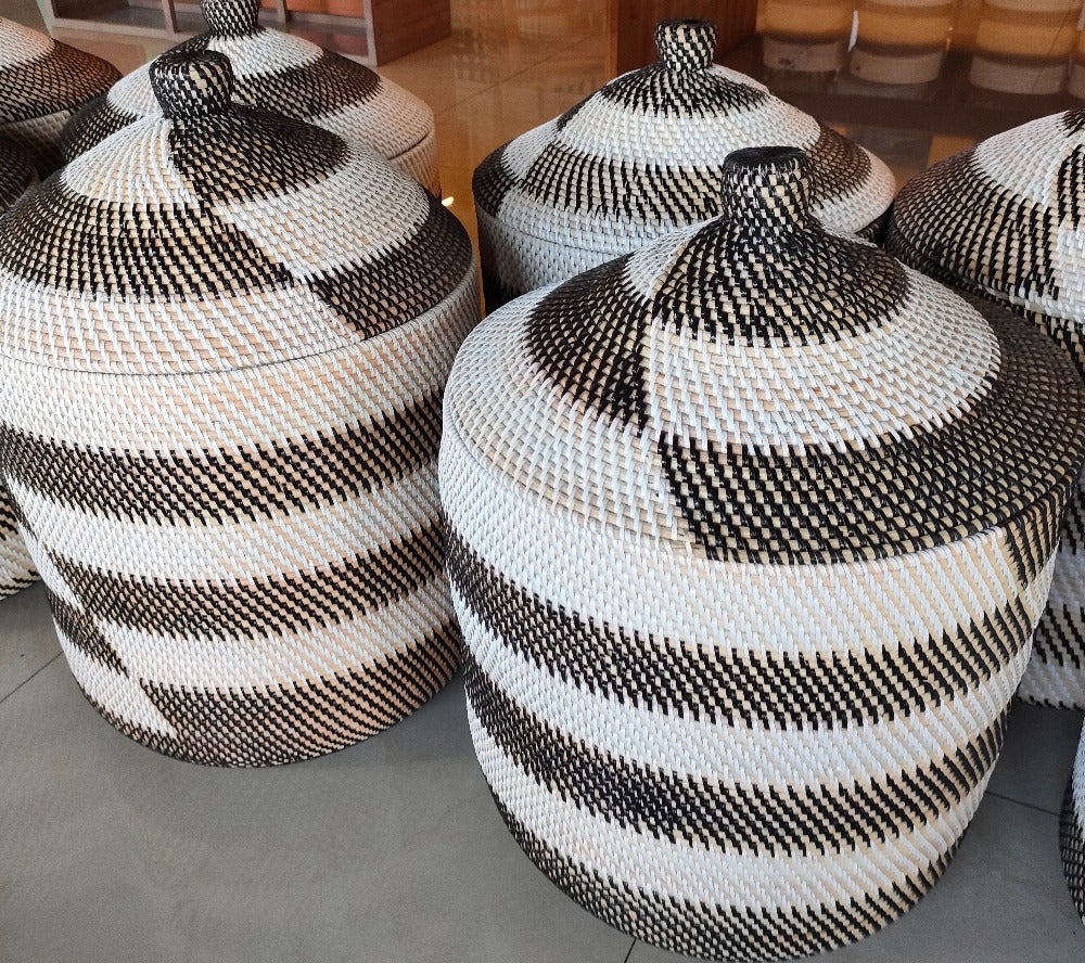 Laundry Hamper Baskets Woven in Rift Design