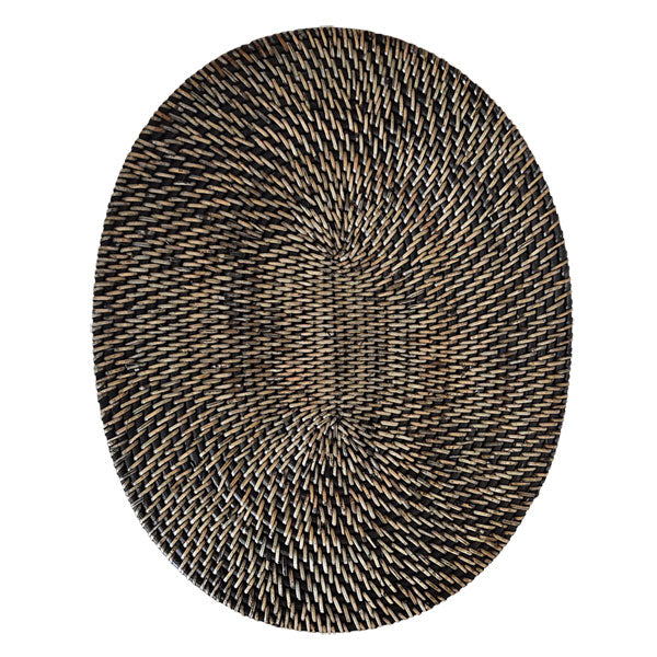 Placemat Oval / Rattan - Blk/brown
