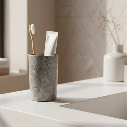 Bathroom Amenities Brush Holder - Grey Marble
