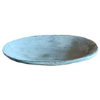 A gray oval terracotta decorative plate on a plain background.