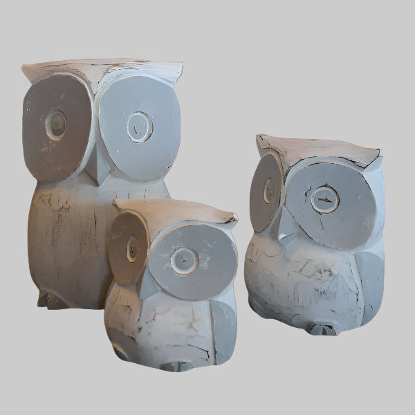 Quaint Owl family Set of 3pcs for villa decorating.