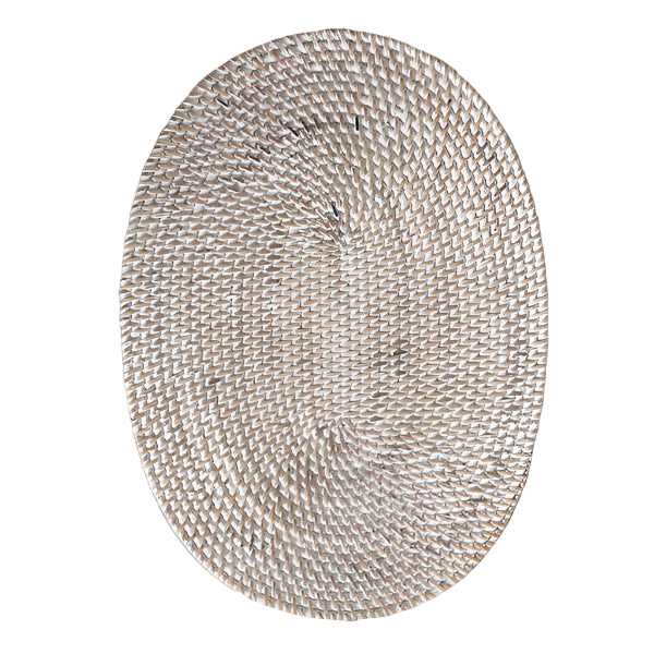 Placemat Oval / Rattan - Whitewash