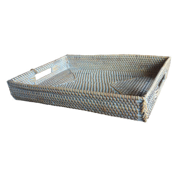 Serving Tray with Handles/ Rattan.