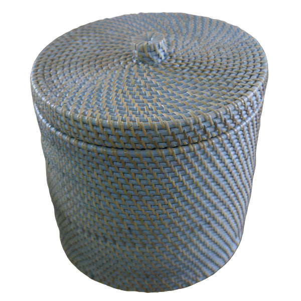Dust Bin-Rattan Blue