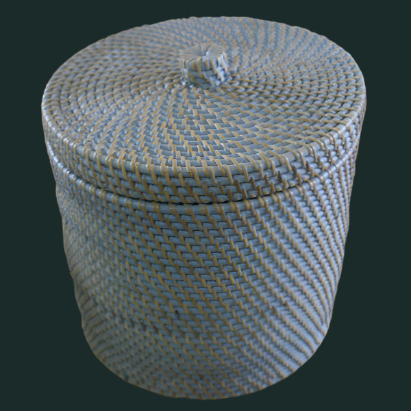 Dust Bin-Rattan Blue