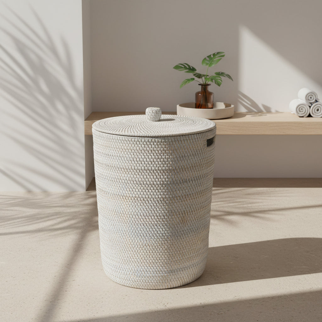 Landry basket M/rattan - white