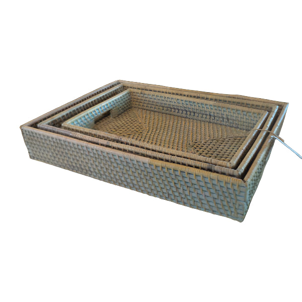 Rattan tray set of three