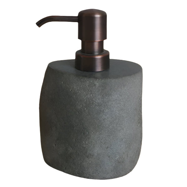 Stone Soap dispenser with bronze pump.