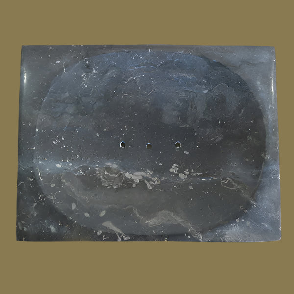 Bathroom Soap Dish Black Marble for Countertop 