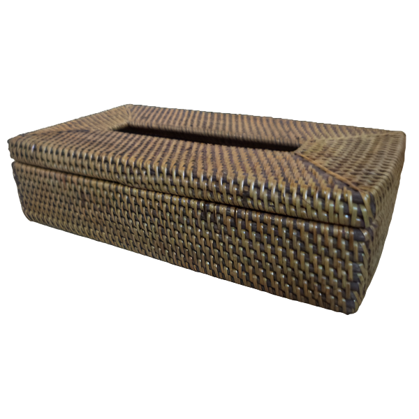Rattan Tissue Refill Box - Black Brown