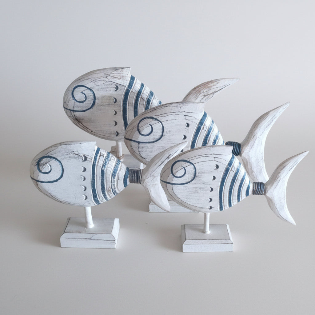 Wooden Angle Fish Decoration- Set 3pcs.