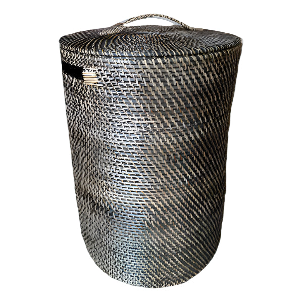 Rattan Laundry Basket in Black Brown