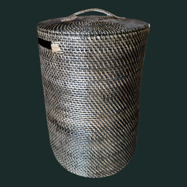 Rattan Laundry Basket in Black Brown