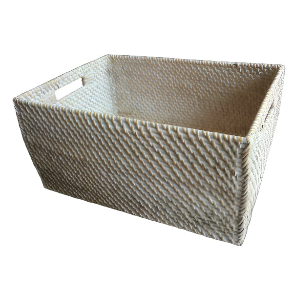 Storage Basket Rattan Whitewash